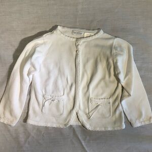 PIPER & Posie white cardigan sweater with pockets and ribbon trim. Size 2T.